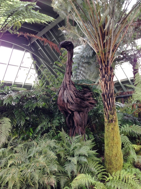 A wooden moa, in the fernery